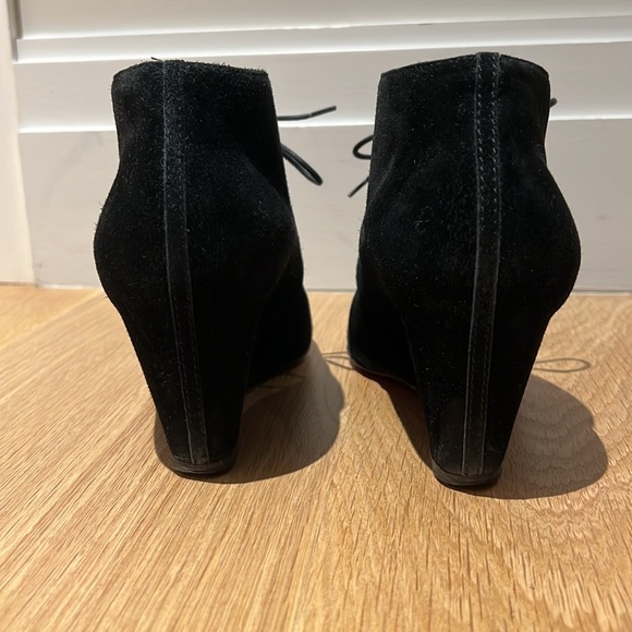 Louboutin Compacta 70 Veau Velours- Suede Wedge Booties - Picture 5 of 6